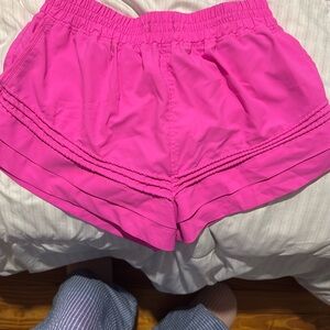 Free People Pink Athletic Shorts with Pintuck Detailing